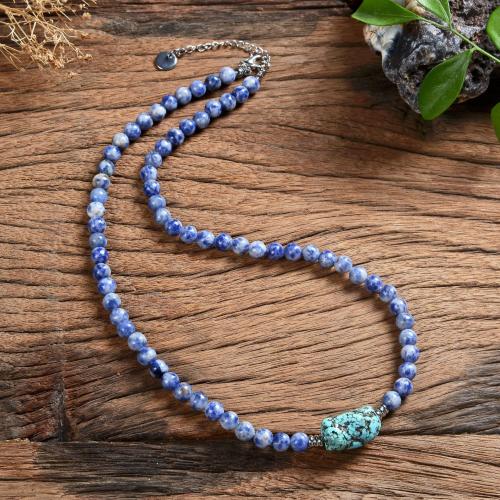 Natural Gemstone Necklace Natural Stone with 316 Stainless Steel fashion jewelry & Unisex Length Approx 45 cm Sold By PC