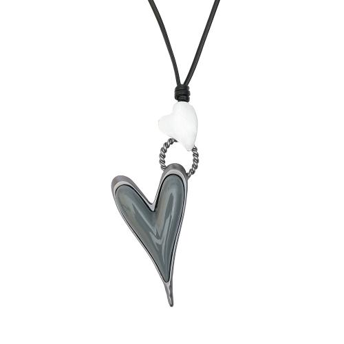 Collier en alliage de zinc Pull, bijoux de mode & pour femme, gris métallique, Longueur Environ 75 cm, 2PC/sac, Vendu par sac