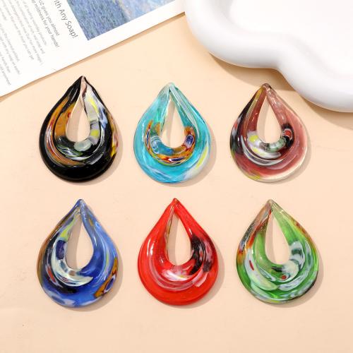 Fashion Lampwork Pendants Teardrop fashion jewelry & DIY & hollow Sold By Box