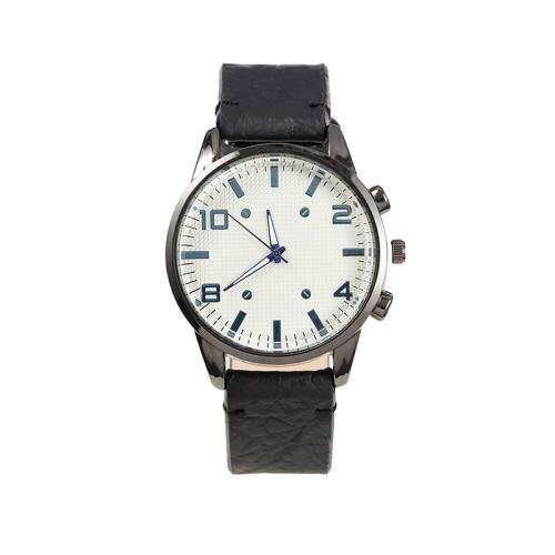 Reloj de Pulsera para Hombre, Cuero de PU, con Vidrio & acero inoxidable 304 & aleación de zinc, Redondo aplanado, Joyería & Chino, más colores para la opción, 260x45x13mm, Vendido por UD