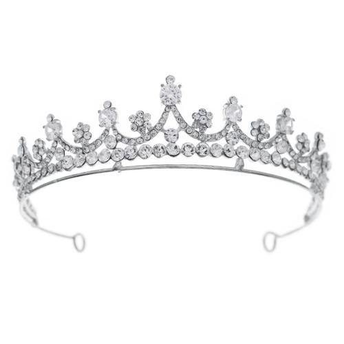 Tiaras, liga de zinco, with zircone em forma de cubo, joias de moda & para mulher & com strass, prateado, vendido por PC