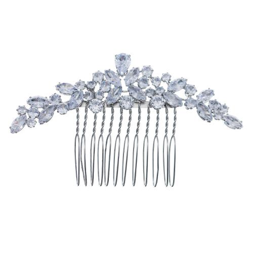 Dekorativa Hår Combs, Zink Alloy, med Cubic Zirconia, mode smycken & för kvinna, silver, 100x57mm, Säljs av PC