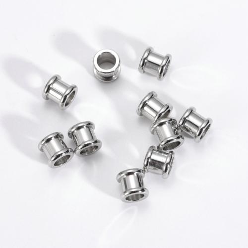 Edelstahl-Beads, 304 Edelstahl, silberfarben plattiert, DIY, 8x7mm, Bohrung:ca. 5mm, 50PCs/Tasche, verkauft von Tasche