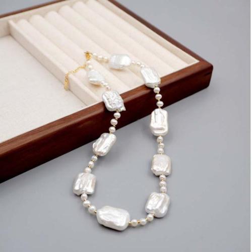 Collier de perles d'eau douce naturelles, perle d'eau douce cultivée, avec Acier titane, Placage, bijoux de mode & styles différents pour le choix, blanc, The length of the necklace is 44CM+5.5Cm and the length of the bracelet is 16CM+3.5CM, Vendu par PC