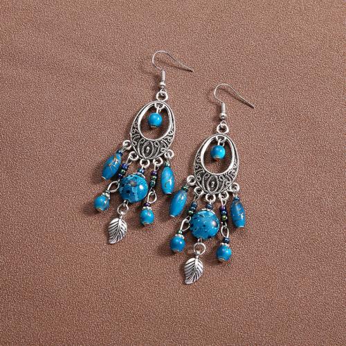 Pendientes de Aleación de Zinc, con Turquesa sintético, hecho a mano, Joyería & para mujer, más colores para la opción, 90mm, Vendido por Par