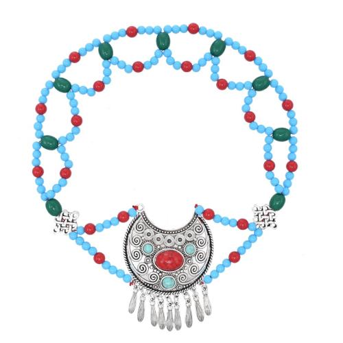 Zinklegering Sieraden Sets, Zinc Alloy, met Synthetische Turquoise & Acryl, handgemaakt, mode sieraden & verschillende stijlen voor de keuze & voor vrouw, meer kleuren voor de keuze, Lengte 46 cm, Verkocht door Stel