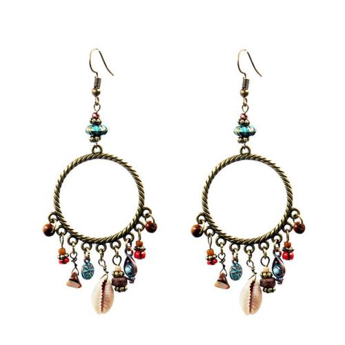 Boucles d'oreilles en alliage de zinc, avec Seedbead, fait à la main, bijoux de mode & styles différents pour le choix & pour femme, plus de couleurs à choisir, 70mm, Vendu par paire