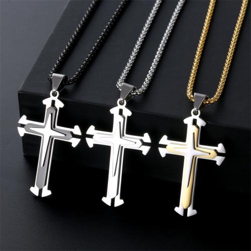 Roestvrij staal Cross Hangers, Titanium Staal, Oversteken, plated, verschillende stijlen voor de keuze, meer kleuren voor de keuze, Verkocht door PC