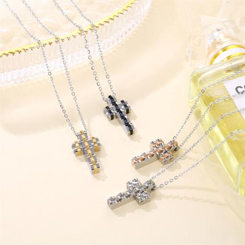 Stainless Steel Jewelry Necklace 304 Stainless Steel Cross plated Unisex Length Approx 41-50 cm Sold By PC