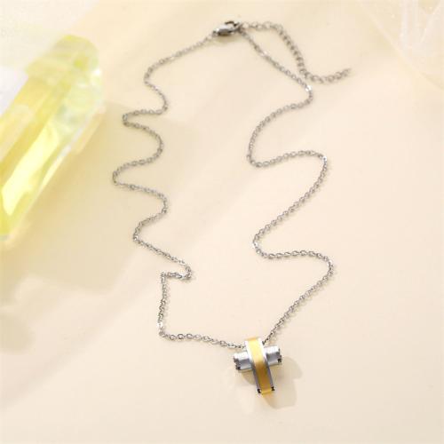 Stainless Steel Jewelry Necklace 304 Stainless Steel Cross plated Unisex Length Approx 41-50 cm Sold By PC