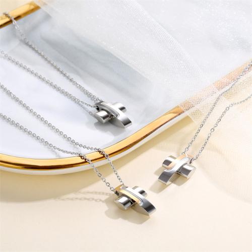 Titanium Steel Necklace Cross plated Unisex Length Approx 51-60 cm Sold By PC