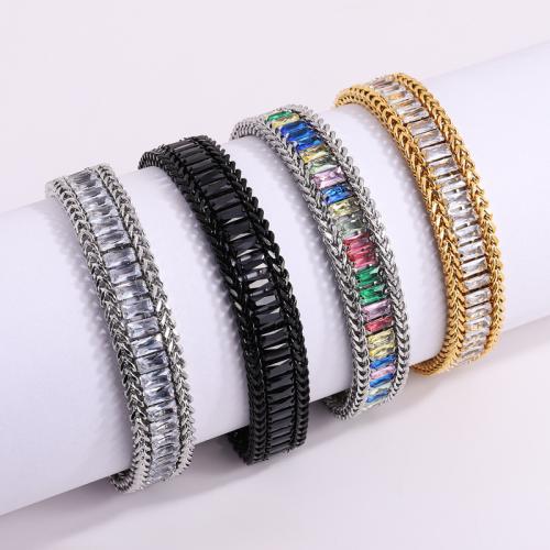 Edelstahl Schmuck Armband, 304 Edelstahl, plattiert, Micro pave Zirkonia & für Frau, keine, verkauft von PC