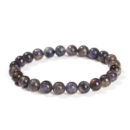 Iolite Pulsera, Esférico, unisexo & diverso tamaño para la opción, Grado AA, longitud aproximado 6.5-8 Inch, Vendido por UD