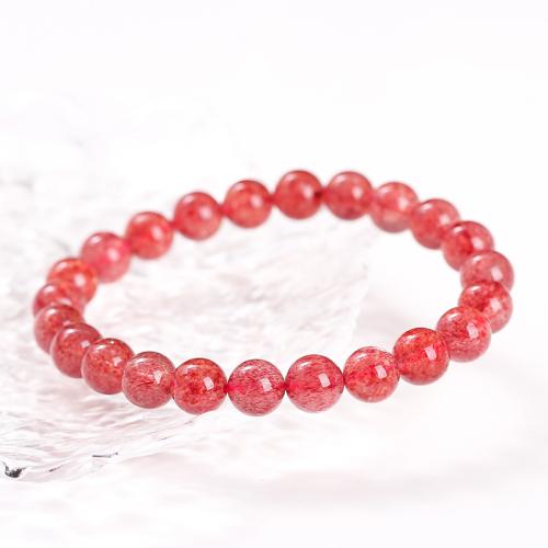 Strawberry cuarzo Pulsera, hecho a mano, Joyería & para mujer, beads length 9-10mm, longitud aproximado 7-8 Inch, Vendido por UD