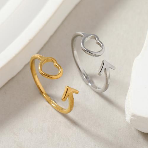 Titanium Steel Finger Ring Heart Vacuum Ion Plating for woman Sold By PC