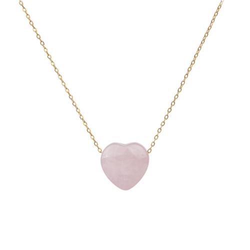 Collier de quartz, Cristal naturel, avec Acier inoxydable 304, avec 5cm chaînes de rallonge, coeur, bijoux de mode & différents matériaux pour le choix & unisexe, plus de couleurs à choisir, Longueur Environ 38 cm, Vendu par PC