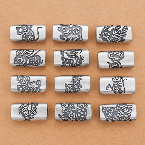 Gioielli Spacer Beads, 925 sterline d'argento, 12 pezzi & modello misto & DIY, 14.50x7.50x4.60mm, Foro:Appross. 2.7x3.4mm, Venduto da set