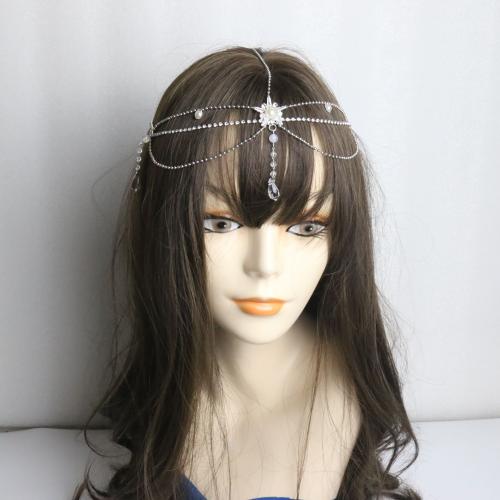 lega in zinco frontlet, with perla in plastica, placcato color argento, per la donna & con strass, assenza di nichel,piombo&cadmio, Lunghezza 60 cm, Venduto da PC