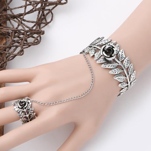 Sinc Alloy Bracelet Ring, dath airgid antique plátáilte, do bhean, nicil, luaidhe & caidmiam saor in aisce, Fad 14 cm, Díolta De réir PC