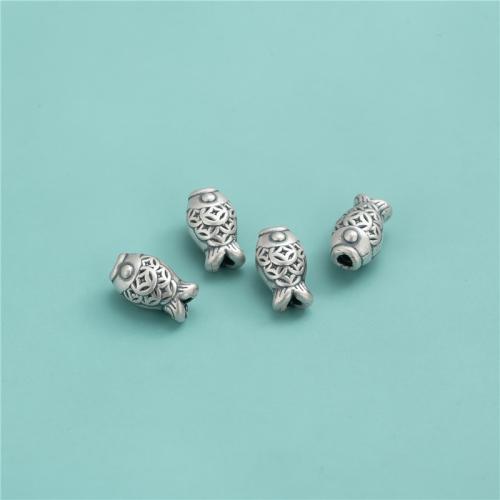 Spacer Koraliki Biżuteria, Srebro 925, Ryba, DIY, oryginalny kolor, 7.30x12.90mm, otwór:około 2.2mm, sprzedane przez PC