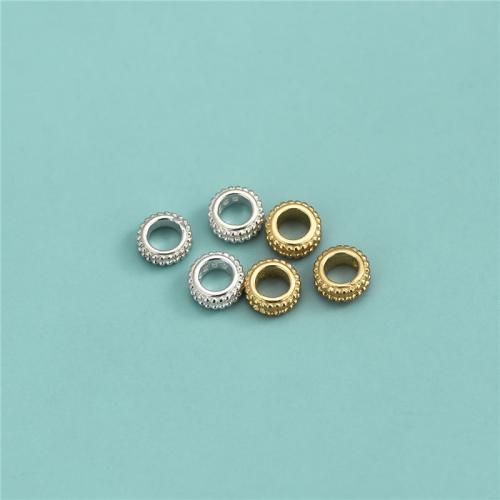 Spacer Perler Smykker, 925 Sterling Sølv, du kan DIY, flere farver til valg, 4.90mm, Hole:Ca. 2.8mm, Solgt af PC