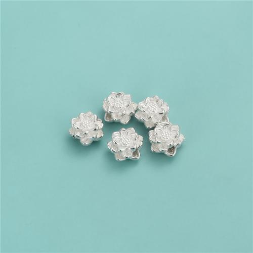 925 ασημένιο ασήμι Spacer Χάντρα, Lotus, DIY, ασήμι, 12x7.40mm, Τρύπα:Περίπου 2.5mm, Sold Με PC