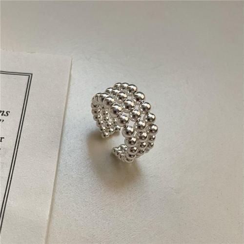 Plata de ley 925 Anillo de dedo Cuff, Estilo coreano & para mujer, plateado, tamaño:4.5-6, Vendido por UD