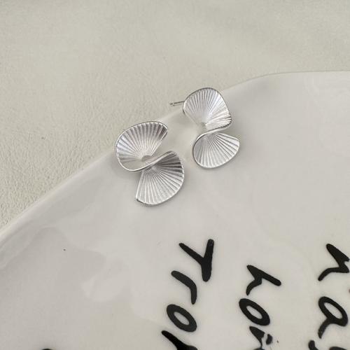 925 sterline d'argento orecchini a borchia, Motivo geometrico, Stile coreano & per la donna & matte, argento, 19x13.60mm, Venduto da coppia