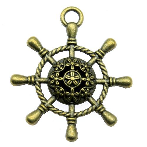 Zinc Alloy Ship Wheel & Anchor Pendentif, alliage de zinc, roue de bateau, Placage, Vintage & bijoux de mode & DIY, plus de couleurs à choisir, 40x35mm, Vendu par PC