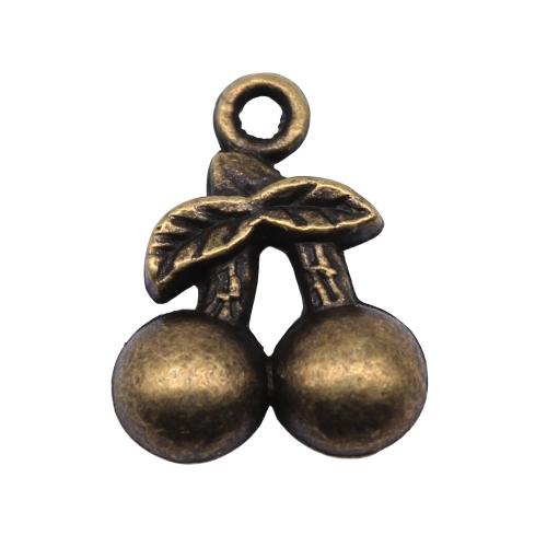 Zinc Alloy Fruit Μενταγιόν Shape, Κράμα ψευδάργυρου, Κεράσι, μπρονζέ χρώμα επάργυρα, Vintage & κοσμήματα μόδας & DIY, 14x11mm, Sold Με PC