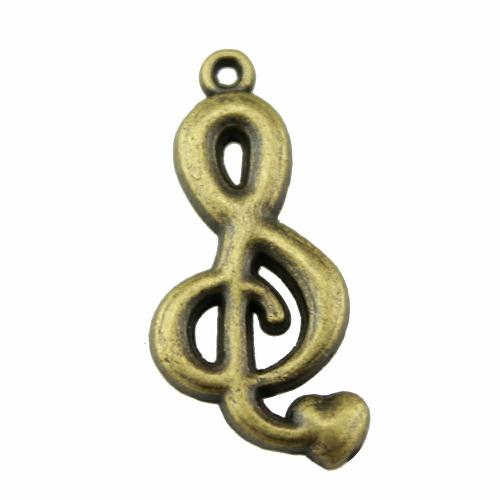 Musical Instrument Shaped Zinc Alloy Pendler, Music Note, antik bronze farve forgyldt, Vintage & mode smykker & du kan DIY, 29x13mm, Solgt af PC