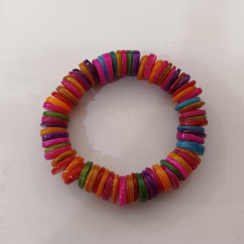 Pulsera de Nácar, Redondo aplanado, Joyería & unisexo, color mixto, longitud aproximado 18 cm, Vendido por UD