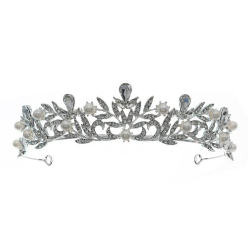 Tiaras, liga de zinco, with Concha de resina, joias de moda & para mulher & com strass, prateado, vendido por PC