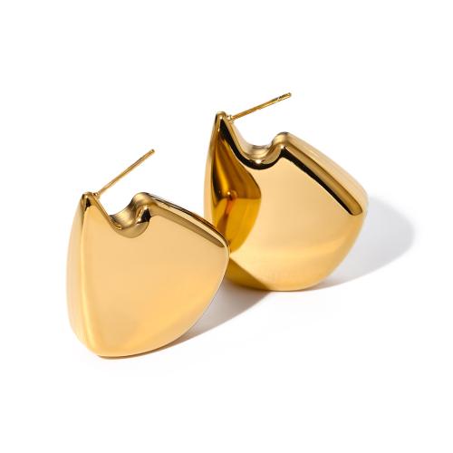 Stainless Steel Stud Earrings 304 Stainless Steel 18K gold plated fashion jewelry & for woman golden Sold By Pair