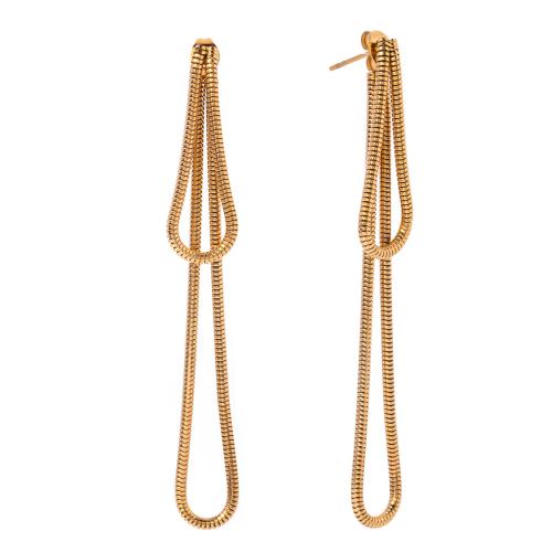 Fashion Fringe Boucles d'oreilles, Acier inoxydable 304, Plaqué or 18K, bijoux de mode & pour femme, doré, 72.40x9mm, Vendu par paire