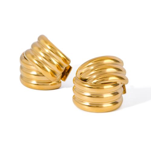 Stainless Steel Stud Earrings 304 Stainless Steel 18K gold plated fashion jewelry & for woman golden Sold By Pair