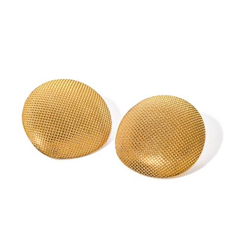 Stainless Steel Stud Earrings 304 Stainless Steel 18K gold plated fashion jewelry & for woman golden Sold By Pair