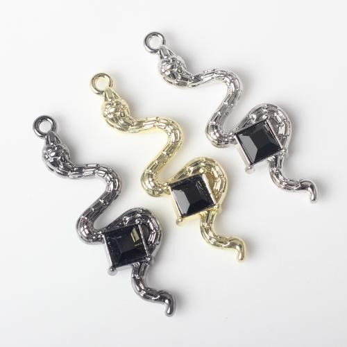 Zink Alloy Animal Hängen, Snake, plated, DIY & micro bana cubic zirconia, fler färger för val, nickel, bly och kadmium gratis, 11x4x37mm, Hål:Ca 2mm, 10PC/Bag, Säljs av Bag