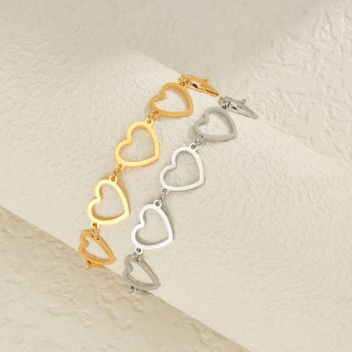 Bracciale gioielli in acciaio inossidabile, 304 acciaio inox, with 5.5cm extender chain, Cuore, placcato, gioielli di moda, nessuno, Lunghezza 16 cm, Venduto da PC