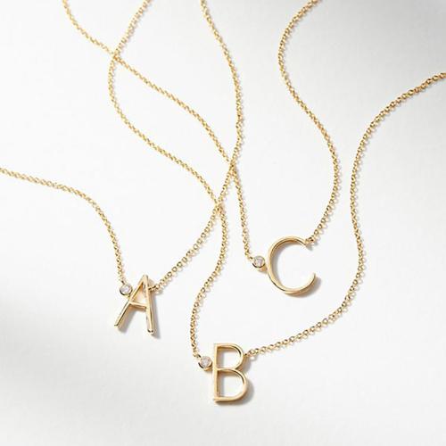 Kubieke Zircon Micro effenen Sterling zilveren ketting, 925 Sterling Zilver, brieven zijn van A tot Z & verschillende stijlen voor de keuze & micro pave zirconia & voor vrouw, gouden, Verkocht door PC