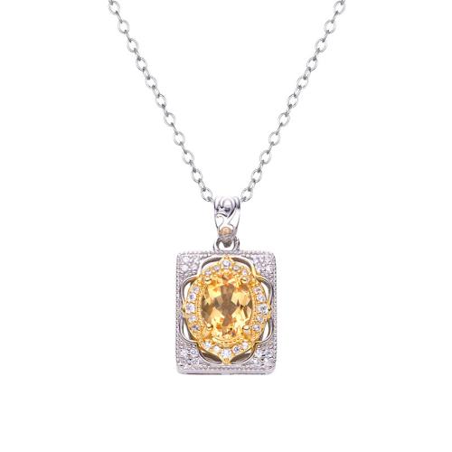 Zircônio cúbico Micro Pave colar da prata esterlina, 925 prata esterlina, with Topaze & Cristal amarelo & Granada, with 5cm extender chain, materiais diferentes para a escolha & micro pavimento em zircônia cúbica & para mulher, Mais cores pare escolha, comprimento 43 cm, vendido por PC