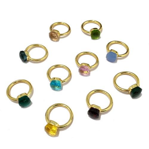 Cubic cirkónium Brass Finger Ring, Sárgaréz, egynemű & különböző méretű a választás & mikro egyengetni cirkónia, több színt a választás, Által értékesített PC