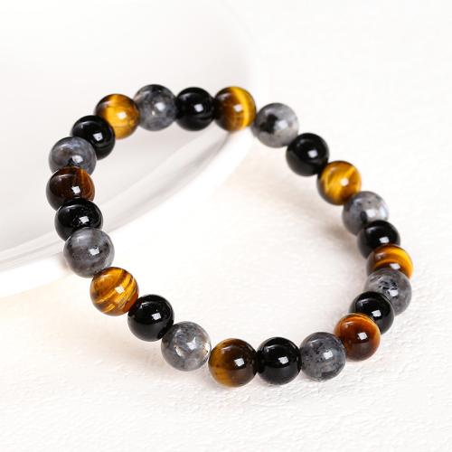 Labradorita Pulsera, con Piedra Negra, Esférico, hecho a mano, diferentes materiales para la opción & unisexo, longitud aproximado 7-8 Inch, Vendido por UD