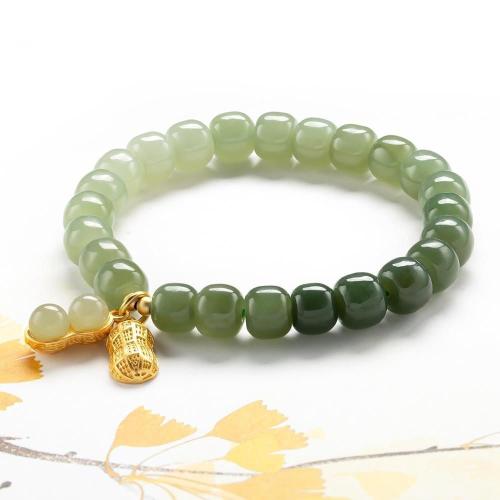 Hetian Jade Pulsera, con aleación de zinc, Maní, Joyería & para mujer, longitud aproximado 6-8 Inch, Vendido por UD