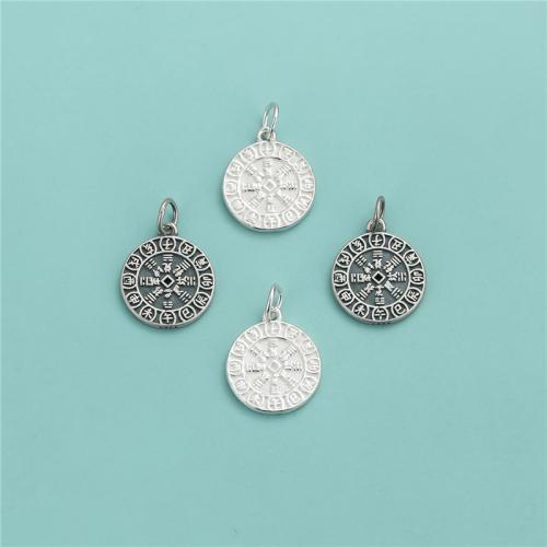 925 Sterling Sølv vedhæng, Flad Rund, du kan DIY, flere farver til valg, 13.50x15.90mm, Hole:Ca. 3.6mm, Solgt af PC