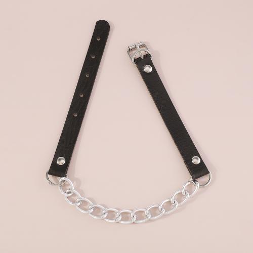 Mode Choker halsband, Aluminium, med PU, mode smycken & för kvinna, fler färger för val, Längd Ca 45.5 cm, Säljs av PC