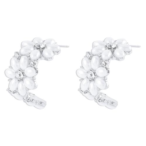 Lo zinco in lega Stud Earring, lega in zinco, with perla in plastica, gioielli di moda & per la donna & con strass, nessuno, 30x15mm, Venduto da coppia