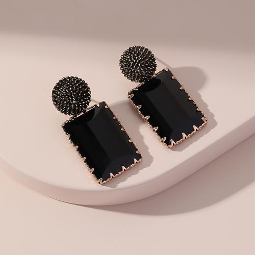 Pendientes de Perno de Aleación de Zinc, con Cristal & metal, Joyería & para mujer, Negro, 41x19mm, Vendido por Par