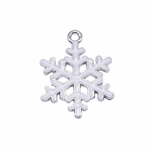 Zinc Alloy émail Pendants, alliage de zinc, flocon de neige, Placage de couleur platine, bijoux de mode & DIY, blanc, 25x19mm, Vendu par PC