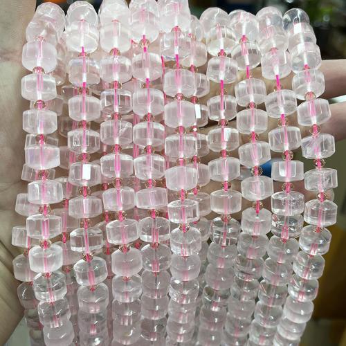 Perles Quartz Rose naturel, Plat rond, bijoux de mode & DIY & facettes, rose, Length about 8-12mm, Vendu par Environ 38 cm brin